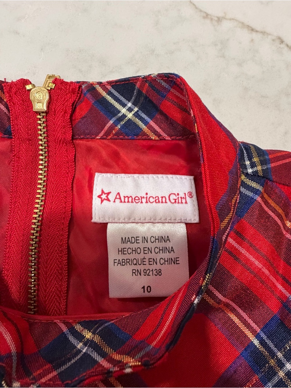 American Girl Pretty Plaid Christmas Holiday Dress Girls Size 10 Tartan Velvet - Picture 7 of 7